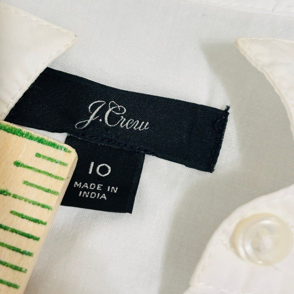 J.Crew Madison White Cotton-Poplin Floral Embroidered Dress Sz 10 Flare Skirt - Picture 11 of 12